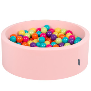 Dodatki damskie > test damska > Dodatki damskie > KiddyMoon Bällebad Bällepool mit bunten Bällen ∅ 7Cm für Babys Kinder Rund, pink:hellgrün/gelb/türkis/orange/dunkelpink/violett, 90 x 30 cm 3