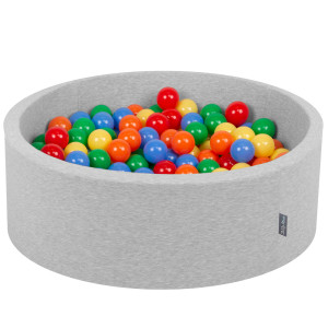 Dodatki damskie > test damska > Dodatki damskie > KiddyMoon Bällebad Bällepool mit bunten Bällen ∅ 7Cm für Babys Kinder Rund, hellgrau:gelb/grün/blau/rot/orange, 90 x 30 cm 200 Bälle