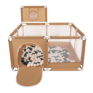 Dodatki damskie > test damska > Dodatki damskie > Laufstall mit Korb und Bällen Laufgitter für Kinder, beige:dunkeltürkis/pastellbeige/perle, 200 Bälle