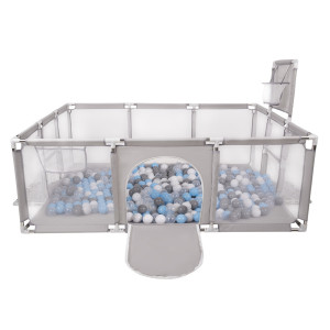 Dodatki damskie > test damska > Dodatki damskie > Laufstall Baby Großer Spielplatz mit Bällen Laufgitter für Kinder, grau: grau/weiß/transparent/babyblue, 100 Bällen