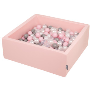 Dodatki damskie > test damska > Dodatki damskie > KiddyMoon Bällebad Bällepool mit bunten Bällen ∅ 7Cm für Babys Kinder Quadrat, rosa:perle/grau/transparent/puderrosa