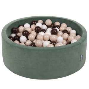 Dodatki damskie > test damska > Dodatki damskie > KiddyMoon Rund Bällebad Velvet Bällepool ∅ 7Cm Ballgruben Für Babys Spielbad Kleinkinder, Hergestellt in der EU, waldgrün: pastellbeige/braun