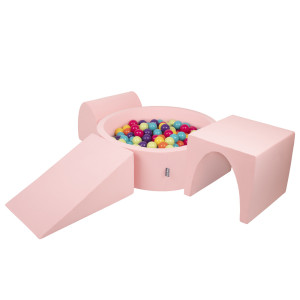 Dodatki damskie > test damska > Dodatki damskie > KiddyMoon Spielplatz aus Schaumstoff mit Bällebad und Bällen Hindernisläufen, pink:hellgrün/gelb/türkis/orange/dunkelpink/violett, Bällebad (