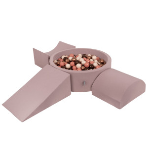Dodatki damskie > test damska > Dodatki damskie > KiddyMoon Spielplatz aus Schaumstoff mit Bällebad und Bällen Hindernisläufen, erikafarben:braun/kupferrot/pastellbeige/lachsfarben, Bällebad 