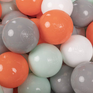 Dodatki damskie > test damska > Dodatki damskie > KiddyMoon Kinder Bälle für Bällebad Baby Spielbälle Plastikbälle ∅7cm Made in EU, orange/minze/grau/weiß, 50 Bälle/7cm