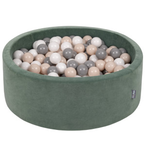 Dodatki damskie > test damska > Dodatki damskie > KiddyMoon Rund Bällebad Velvet Bällepool ∅ 7Cm Ballgruben Für Babys Spielbad Kleinkinder, Hergestellt in der EU, waldgrün: pastellbeige/grau/