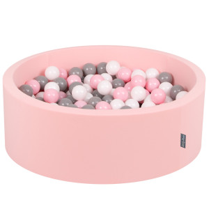 Dodatki damskie > test damska > Dodatki damskie > KiddyMoon Bällebad Bällepool mit bunten Bällen ∅ 7Cm für Babys Kinder Rund, pink:weiß/grau/rosa, 90 x 30 cm 200 Bälle