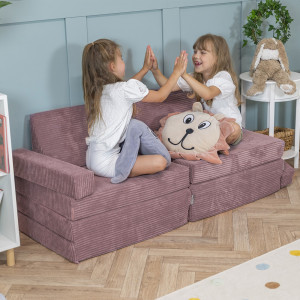 Dodatki damskie > test damska > Dodatki damskie > KiddyMoon Kindersofa aus Schaumstoff, Spielsofa für Kinder, Kindersessel, Sofa fürs Kinderzimmer, Kindercouch, Faltmatratze, violett, Kinders