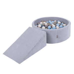 Dodatki damskie > test damska > Dodatki damskie > KiddyMoon Spielplatz Aus Schaumstoff Für Kinder mit Bälle Waschbare Bezug, dunkelgrau: grau/weiß/babyblau, Bällebad (100 Bälle) + Zwickel