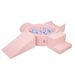 Dodatki damskie > test damska > Dodatki damskie > KiddyMoon Spielplatz aus Schaumstoff mit Bällebad und Bällen Hindernisläufen, pink:babyblue/puderrosa/perle, Bällebad (200 Bälle) + Version 5