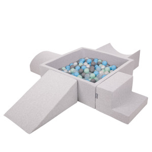 Dodatki damskie > test damska > Dodatki damskie > KiddyMoon Spielplatz aus Schaumstoff mit Quadrat Bällebad Bälle Hindernisläufen, hellgrau:perle/grau/transparent/babyblue/minze, Bällebad (30