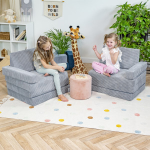 Dodatki damskie > test damska > Dodatki damskie > KiddyMoon Kindersessel aus Schaumstoff Sessel für Kinder Kinderzimmer Faltmatratze Relaxsessel Kuschelsessel, dunkelgrau, Kindersofa mit Kiss