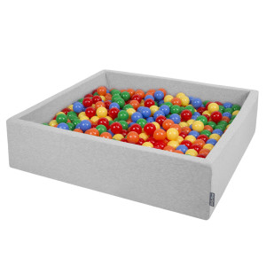 Dodatki damskie > test damska > Dodatki damskie > KiddyMoon Quadrat Bällebad Bällepool ∅ 7Cm Eckig Ballgruben Für Babys Spielbad Kleinkinder, Hergestellt in der EU, hellgrau:gelb-grün-blau-ro