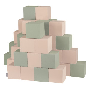 Dodatki damskie > test damska > Dodatki damskie > KiddyMoon Weiche Bausteine aus Schaumstoff für Kinder, Blöcke: salbeifarben-beige, 48 Stücke