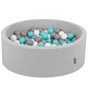 Dodatki damskie > test damska > Dodatki damskie > KiddyMoon Bällebad Bällepool mit bunten Bällen ∅ 7Cm für Babys Kinder Rund, hellgrau:weiß/grau/helltürkis, 90 x 30 cm 200 Bälle