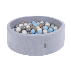 Dodatki damskie > test damska > Dodatki damskie > KiddyMoon Bällebad Kinder Schaumstoff Mit Bälle Für Baby ab 1 Jahr, dunkelgrau: grau/weiß/babyblau, 90x30cm/100 Bälle