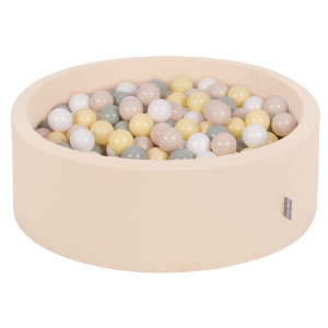 Dodatki damskie > test damska > Dodatki damskie > KiddyMoon Bällebad Bällepool mit bunten Bällen ∅ 7Cm für Babys Kinder Rund, Beige, 90 x 30 cm 200 Bälle