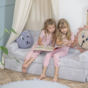 Dodatki damskie > test damska > Dodatki damskie > KiddyMoon Kindersofa aus Schaumstoff, Spielsofa für Kinder, Kindersessel, Sofa fürs Kinderzimmer, Kindercouch, Faltmatratze, hellgrau, Kinder