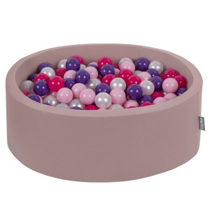 Dodatki damskie > test damska > Dodatki damskie > KiddyMoon Rundes Bällebad mit Bällen für Baby aus Schaumstoff, erikafarben: puderrosa/perle/violett/dunkelpink, 90 x 30 cm 300 Bälle