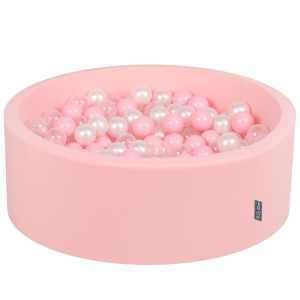 Dodatki damskie > test damska > Dodatki damskie > KiddyMoon Bällebad Bällepool mit bunten Bällen ∅ 7Cm für Babys Kinder Rund, pink:puderrosa/perle/transparent, 90 x 30 cm 200 Bälle