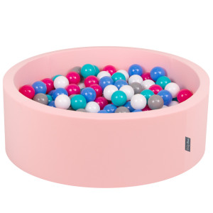 Dodatki damskie > test damska > Dodatki damskie > KiddyMoon Bällebad Bällepool mit bunten Bällen ∅ 7Cm für Babys Kinder Rund, pink:weiß/grau/blau/dunkelpink/helltürkis, 90 x 30 cm 300 Bälle