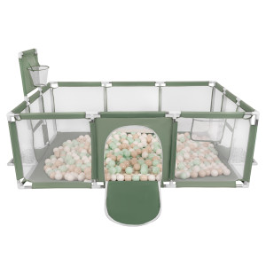 Dodatki damskie > test damska > Dodatki damskie > Laufstall Baby Großer Spielplatz mit Bällen Laufgitter für Kinder, grün:pastellbeige/weiß/minze, 100 Bällen