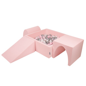 Dodatki damskie > test damska > Dodatki damskie > KiddyMoon Spielplatz aus Schaumstoff mit Quadrat Bällebad Bälle Hindernisläufen, pink:perle/grau/transparent/puderrosa, Bällebad (200 Bälle) 