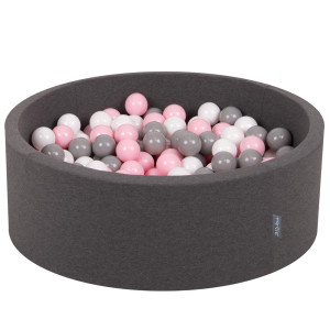 Dodatki damskie > test damska > Dodatki damskie > KiddyMoon Bällebad Bällepool mit bunten Bällen ∅ 7Cm für Babys Kinder Rund, Dunkelgrau, 90 x 30 cm 200 Bälle