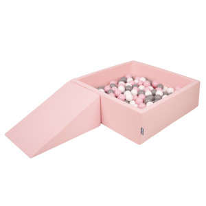 Dodatki damskie > test damska > Dodatki damskie > KiddyMoon Spielplatz aus Schaumstoff mit Quadrat Bällebad Bälle Hindernisläufen, pink:weiß/grau/puderrosa, Bällebad (100 Bälle) + Zwickel