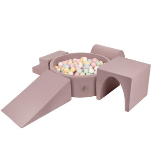 Dodatki damskie > test damska > Dodatki damskie > KiddyMoon Spielplatz aus Schaumstoff mit Bällebad und Bällen Hindernisläufen, erikafarben:pastellblau/pastellgelb/weiß/minze/puderrosa, Bälle