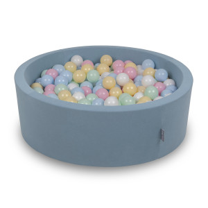 Dodatki damskie > test damska > Dodatki damskie > KiddyMoon Rundes Bällebad mit Bällen für Baby aus Schaumstoff, blau:pastellblau/pastellgelb/weiß/minze/puderrosa, 90 x 30 cm 300 Bälle
