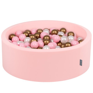 Dodatki damskie > test damska > Dodatki damskie > KiddyMoon Bällebad Bällepool mit bunten Bällen ∅ 7Cm für Babys Kinder Rund, pink:puderrosa/perle/gold, 90 x 30 cm 200 Bälle