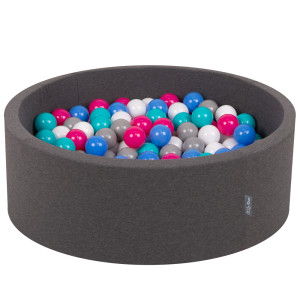 Dodatki damskie > test damska > Dodatki damskie > KiddyMoon Bällebad Bällepool mit bunten Bällen ∅ 7Cm für Babys Kinder Rund, Dunkelgrau, 90 x 30 cm 200 Bälle