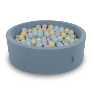 Dodatki damskie > test damska > Dodatki damskie > KiddyMoon Rundes Bällebad mit Bällen für Baby aus Schaumstoff, blau:pastellbeige/pastellblau/pastellgelb/minze, 90 x 30 cm 200 Bälle