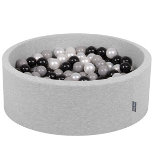 Dodatki damskie > test damska > Dodatki damskie > KiddyMoon Bällebad Bällepool mit bunten Bällen ∅ 7Cm für Babys Kinder Rund, hellgrau:schwarz/grau/perle, 90 x 30 cm 300 Bälle