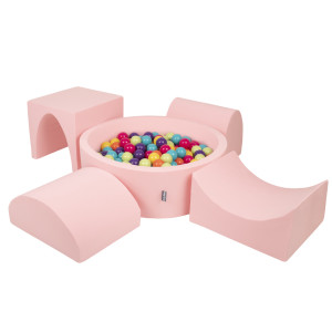 Dodatki damskie > test damska > Dodatki damskie > KiddyMoon Spielplatz aus Schaumstoff mit Rund Bällebad (300 Bälle) Ballgruben für Babys Spielbad Hindernisläufen, Hergestellt in der EU, pink