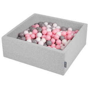 Dodatki damskie > test damska > Dodatki damskie > KiddyMoon Bällebad Bällepool mit bunten Bällen ∅ 7Cm für Babys Kinder Quadrat, hellgrau:weiß/grau/rosa, 90 x 30 cm 200 Bälle