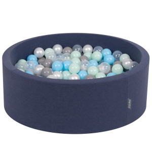 Dodatki damskie > test damska > Dodatki damskie > KiddyMoon Bällebad Bällepool mit bunten Bällen ∅ 7Cm für Babys Kinder Rund, dunkelblau:perle/grau/transparent/babyblau/mint, 90 x 30 cm 300 B