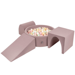 Dodatki damskie > test damska > Dodatki damskie > KiddyMoon Spielplatz aus Schaumstoff mit Bällebad und Bällen Hindernisläufen, erikafarben:pastellbeige/pastellgelb/weiß/minze/puderrosa, Bäll