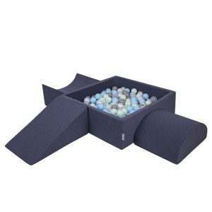 Dodatki damskie > test damska > Dodatki damskie > KiddyMoon Spielplatz aus Schaumstoff mit Quadrat Bällebad Bälle Hindernisläufen, dunkelblau:perle/grau/transparent/babyblue/minze, Bällebad (