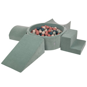Dodatki damskie > test damska > Dodatki damskie > KiddyMoon Spielplatz Aus Schaumstoff Für Kinder mit Bälle Waschbare Bezug, grün: dunkeltürkis/pastellbeige/grüngrau/lachsfarben, Bällebad (30