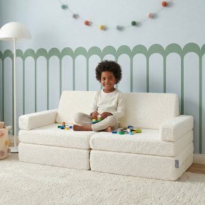 Dodatki damskie > test damska > Dodatki damskie > KiddyMoon Kindersofa aus Schaumstoff mit Teddy-Plüsch, modular und klappbar, mit 2 Kissen, zum Spielen, Lesen und Entspannen, cremig, Kinders