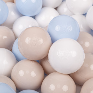 Dodatki damskie > test damska > Dodatki damskie > KiddyMoon Kinder Bälle für Bällebad Baby Spielbälle Plastikbälle ∅7cm Made in EU, pastellbeige/pastellblau/weiß, 100 Bälle/7cm