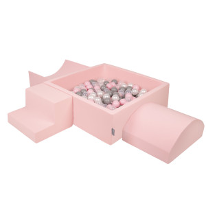 Dodatki damskie > test damska > Dodatki damskie > KiddyMoon Spielplatz aus Schaumstoff mit Quadrat Bällebad Bälle Hindernisläufen, pink:perle/grau/transparent/puderrosa, Bällebad (200 Bälle) 