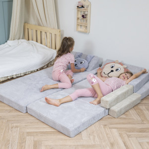 Dodatki damskie > test damska > Dodatki damskie > KiddyMoon Kinder Matratzen Aufklappen aus Schaumstoff Kindermatratze Kinderzimmer Faltmatratze, hellgrau, Matratzen mit Kissen