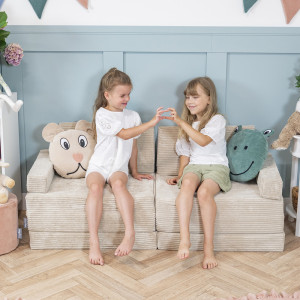 Dodatki damskie > test damska > Dodatki damskie > KiddyMoon Kindersofa aus Schaumstoff, Spielsofa für Kinder, Kindersessel, Sofa fürs Kinderzimmer, Kindercouch, Faltmatratze, beige, Kindersof