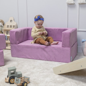 Dodatki damskie > test damska > Dodatki damskie > KiddyMoon Kindersofa mit Zwei Weichen Puffen Für Kinder Bequemes und Leichtes Schaumstoff-Sofa Gerippter Stoff Abnehmbarer Bezug Perfekt für 