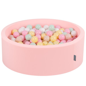 Dodatki damskie > test damska > Dodatki damskie > KiddyMoon Bällebad Bällepool mit bunten Bällen ∅ 7Cm für Babys Kinder Rund, pink:pastellbeige/pastellgelb/weiß/minze/puderrosa, 90 x 30 cm 20