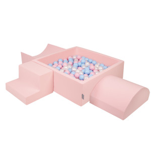 Dodatki damskie > test damska > Dodatki damskie > KiddyMoon Spielplatz aus Schaumstoff mit Quadrat Bällebad Bälle Hindernisläufen, pink:babyblue/puderrosa/perle, Bällebad (200 Bälle) + Versio
