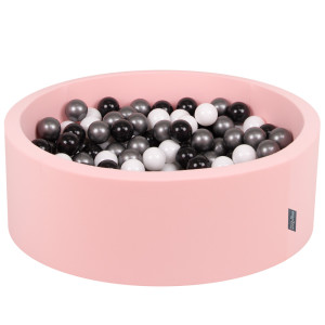 Dodatki damskie > test damska > Dodatki damskie > KiddyMoon Bällebad Bällepool mit bunten Bällen ∅ 7Cm für Babys Kinder Rund, pink:weiß/schwarz/silbern, 90 x 30 cm 200 Bälle